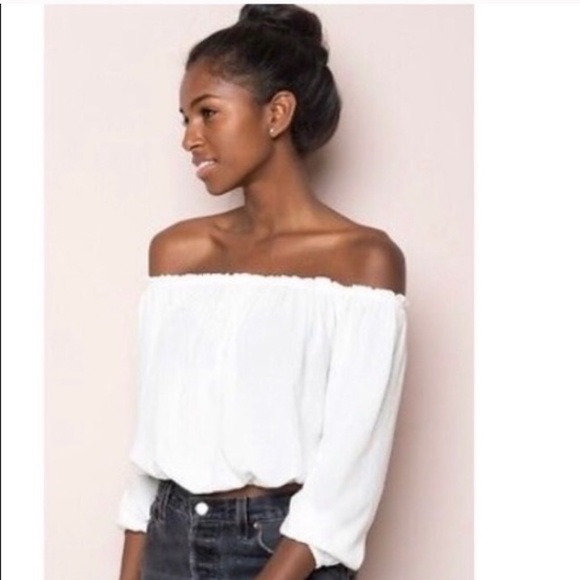 Brandy Melville Tops - Brandy Melville White Off the Shoulder Crop Top